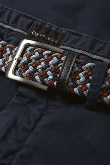 Bărbați - Chino cu curea - regular fit - albastru închis