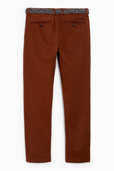 Herren - Chino mit Gürtel - Regular Fit - havanna