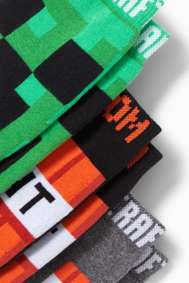 Enfants - Lot de 3 paires - Minecraft - chaussettes à motif - noir