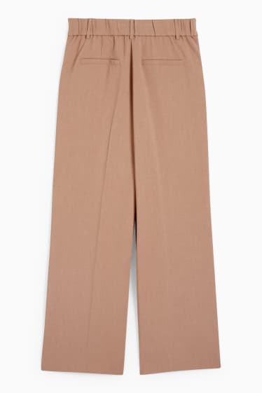 Mujer - Pantalón de tela - high waist - wide leg - marrón claro