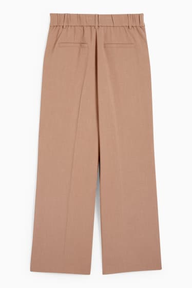 Dames - Pantalon - high waist - wide leg - lichtbruin