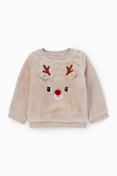 Bébés filles - Rudolf - sweat-shirt de Noël pour bébé - taupe
