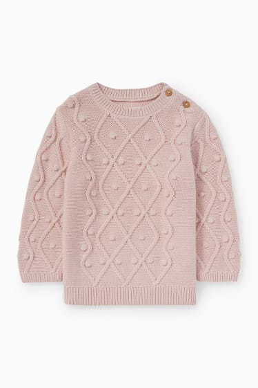 Baby Mädchen - Baby-Pullover - Zopfmuster - rosa
