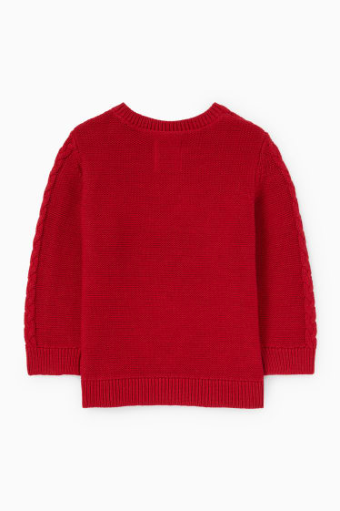 Baby Mädchen - Baby-Pullover - Zopfmuster - dunkelrot