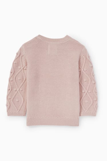 Baby Mädchen - Baby-Pullover - Zopfmuster - rosa