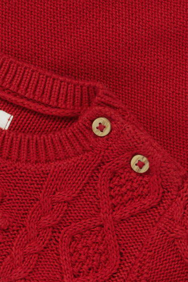 Baby Mädchen - Baby-Pullover - Zopfmuster - dunkelrot