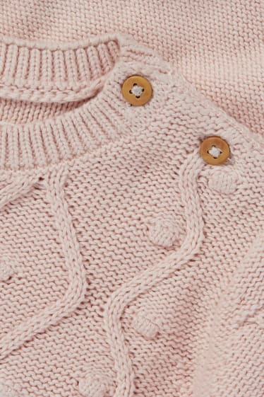 Baby Mädchen - Baby-Pullover - Zopfmuster - rosa