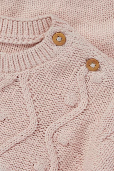 Bébés - Pull pour bébé - motif tressé - rose