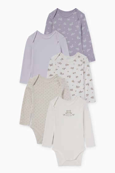 Bébés filles - Lot de 5 - petite fleur - bodys pour bébé - blanc crème