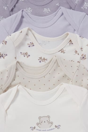 Bébés - Lot de 5 - petite fleur - bodys pour bébé - blanc crème