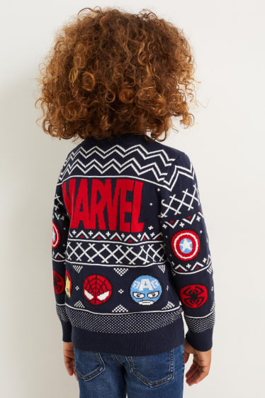 Enfants garçons - Marvel - ensemble - pullover et bonnet - deux pièces - bleu foncé