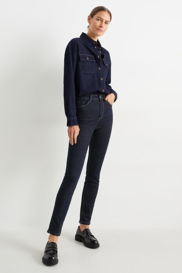 Femmes - Straight jean - high waist - LYCRA® - jean bleu foncé