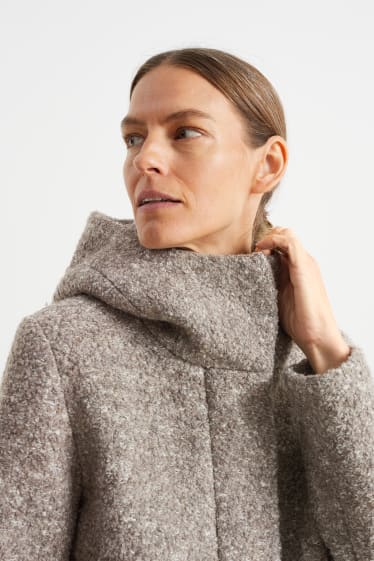 Donna - Cappotto con cappuccio - misto lana - beige chiaro