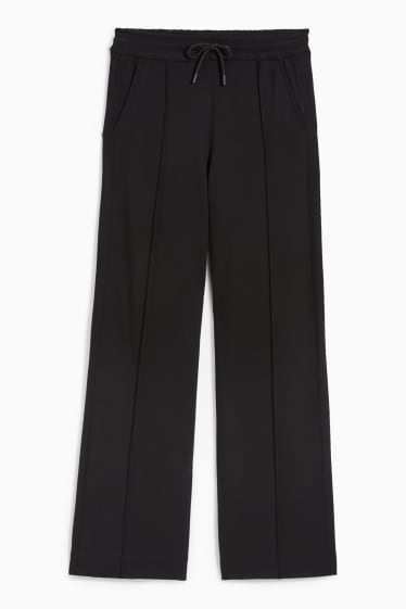 Damen - Jersey-Hose - Wide Leg - schwarz