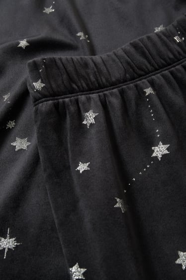 Damen - Weihnachts-Winterpyjama - Glanz-Effekt - schwarz