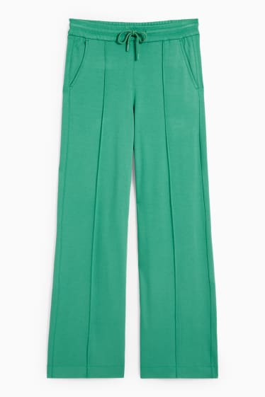 Damen - Jersey-Hose - Wide Leg - grün