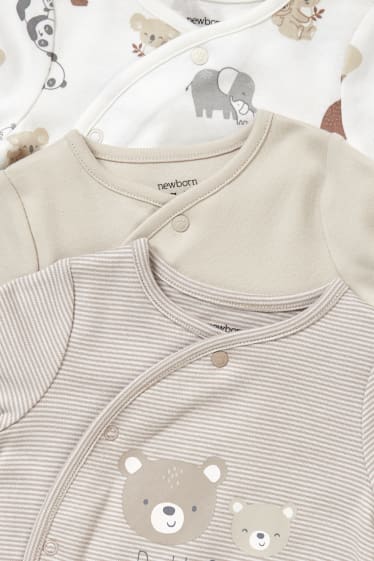 Bébés - Lot de 3 - pyjama - beige chiné