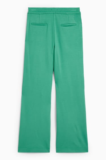 Dámské - Žerzejové kalhoty - wide leg - zelená