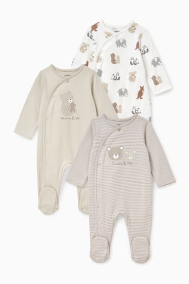 Bébés - Lot de 3 - pyjama - beige chiné