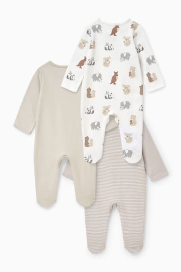 Bébés - Lot de 3 - pyjama - beige chiné