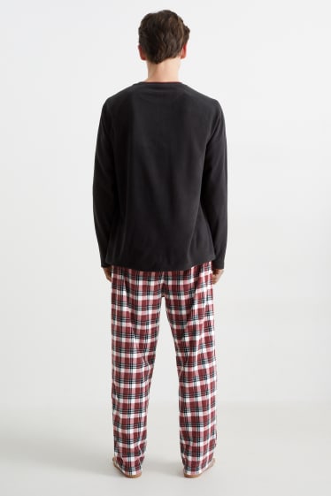 Herren - Winterpyjama - rot / cremeweiß