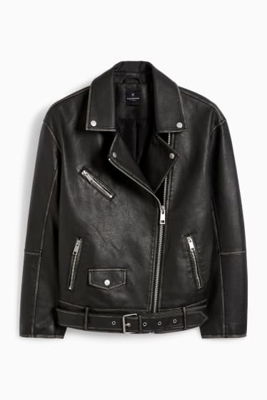 Women - CLOCKHOUSE - biker jacket - faux leather - black