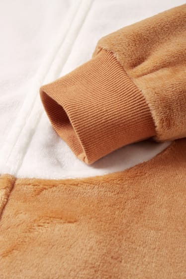 Damen - Weihnachts-Fleece-Onesie mit Kapuze - hellbraun