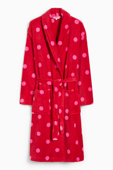 Women - Bathrobe - polka dot - red