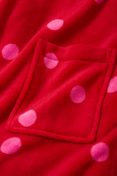 Women - Bathrobe - polka dot - red