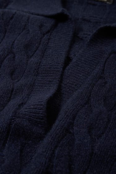 Damen - Pullover mit Kaschmir - Zopfmuster - dunkelblau