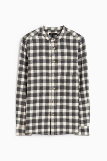 Children - Flannel shirt - check - dark gray