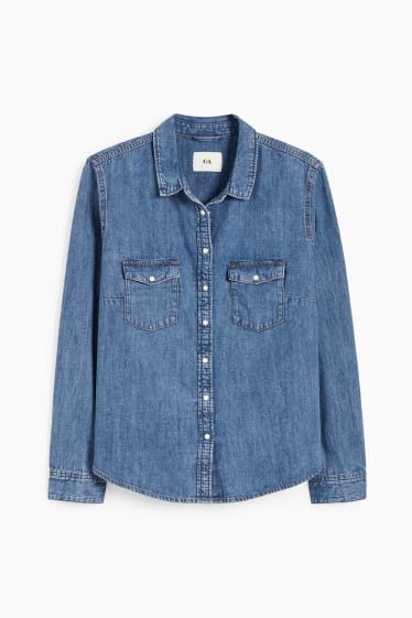 Women - Denim blouse - blue denim