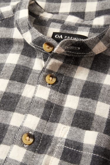 Bambini - Camicia in flanella - a quadretti - grigio scuro