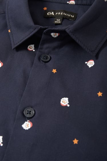 Kinderen: jongens - Overhemd voor de kerst - donkerblauw