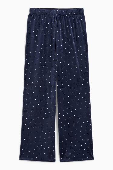 Dames - Pyjamabroek - met stippen - donkerblauw