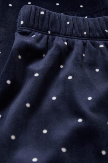 Damen - Pyjamahose - gepunktet - dunkelblau
