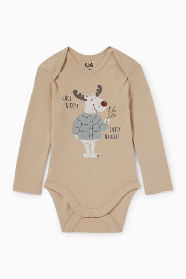 Niemowlęta - Rudolf - świąteczne body niemowlęce - beżowy
