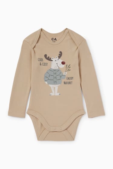Baby: jongens - Rendier Rudolf - rompertje voor de kerst - beige