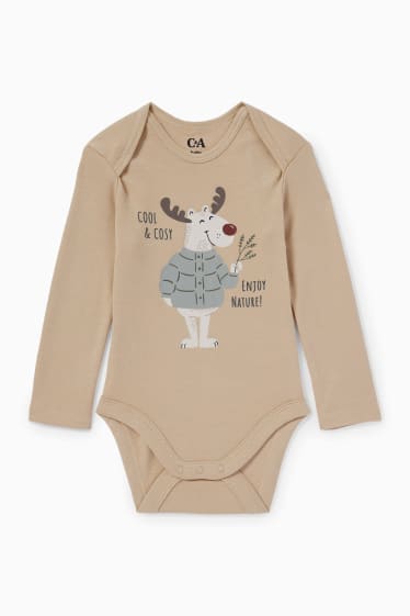 Babys - Rudolf - Baby-Weihnachts-Body - beige