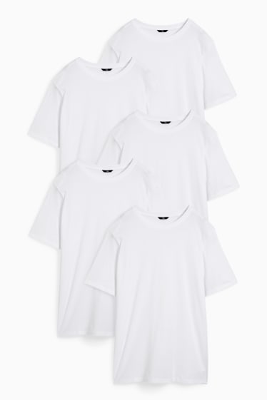 Mężczyźni - Wielopak, 5 pary - T-shirt - biały