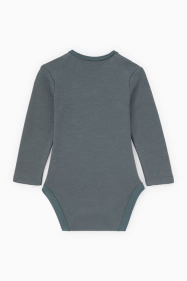 Babies - Fox and rabbit - baby bodysuit - dark green