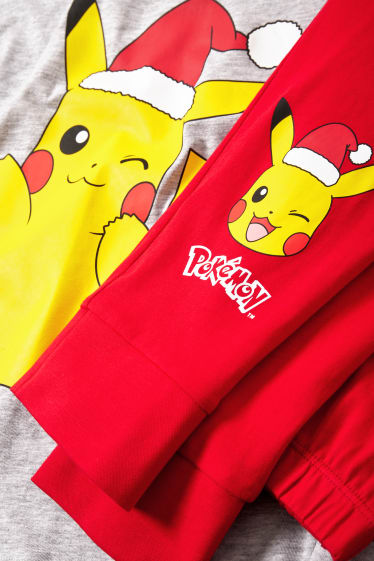 Kinder Mädchen - Pokémon - Weihnachts-Pyjama - 2 teilig - hellgrau-melange