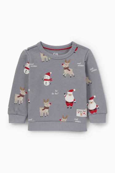 Bébés garçons - Rudolf et père Noël - sweat-shirt de Noël pour bébé - gris