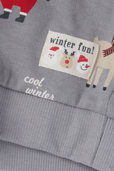 Bébés garçons - Rudolf et père Noël - sweat-shirt de Noël pour bébé - gris
