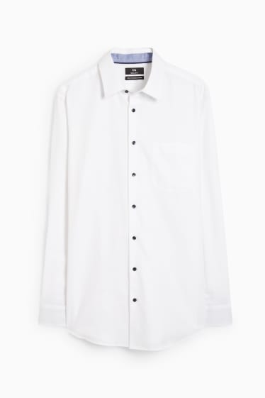 Mężczyźni - Koszula Oxford - regular fit - kołnierzyk kent - dobrze się prasuje - biały