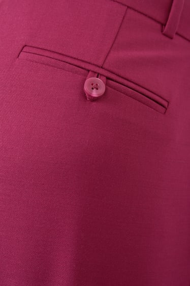 Femmes - Pantalon de bureau - mid waist - coupe droite - laine mélangée - bordeaux