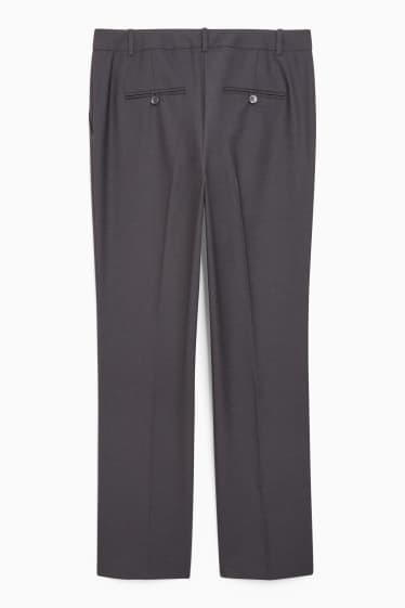 Femmes - Pantalon de bureau - mid waist - coupe droite - laine mélangée - gris foncé