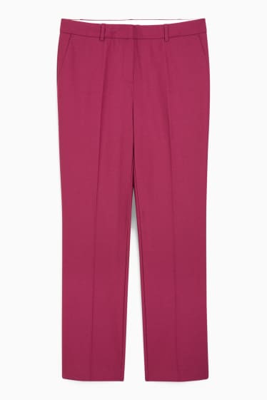 Femmes - Pantalon de bureau - mid waist - coupe droite - laine mélangée - bordeaux