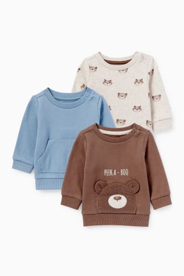 Babys - Set van 3 - baby-sweatshirt - licht beige