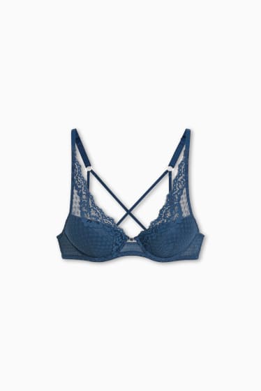 Donna - Reggiseno con ferretti - DEMI - imbottito - blu scuro